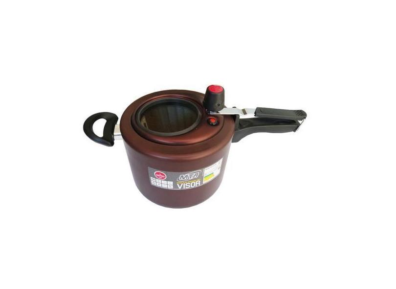 Panela De Pressão 4,5L Com Visor Grande Cor Chocolate Mta