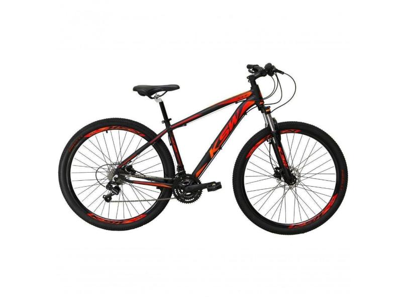 Bicicleta Aro 29 Ksw Xlt 21 Marchas Shimano Freio Hidraulico Preto/laranja E Vermelho