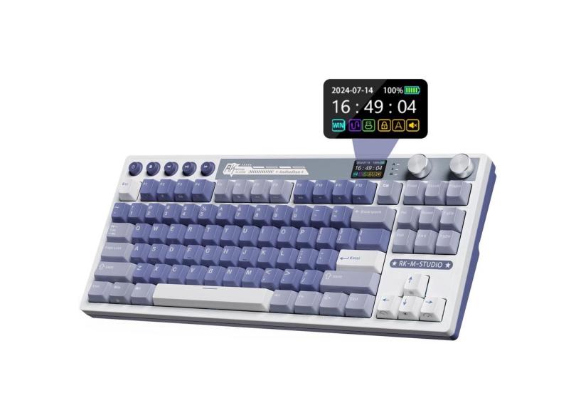 Teclado para jogos sem fio rk royal kludge M87 com tela 75%
