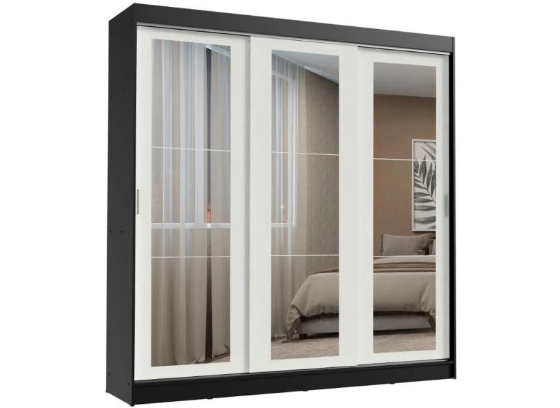 Guarda-Roupa Casal 3 Portas 3 Gavetas com Espelho Kansas 3E Madesa