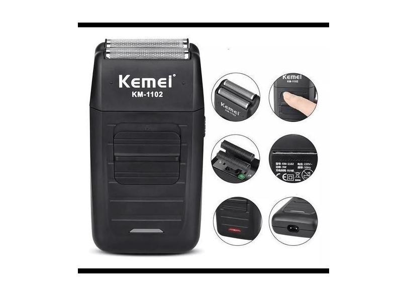 Barbeador Kemei KM-1102 Sem Fio com Lâminas Duplas - ANNICKSTOREE