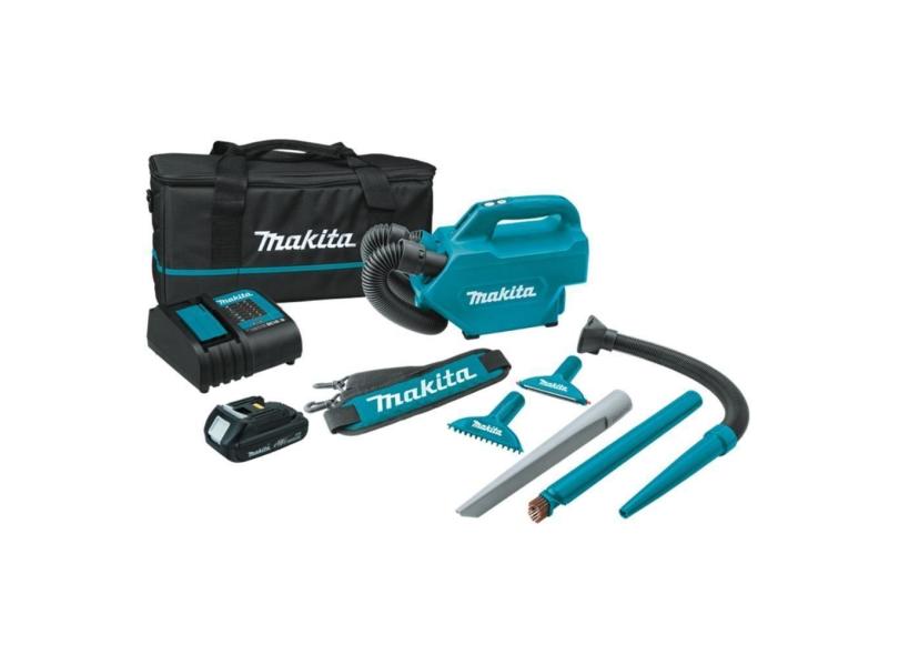 Aspirador De Pó 500ml Sem Fio 18V Com Bateria Carregador Mangueira Bolsa Bicos DCL184RF Makita