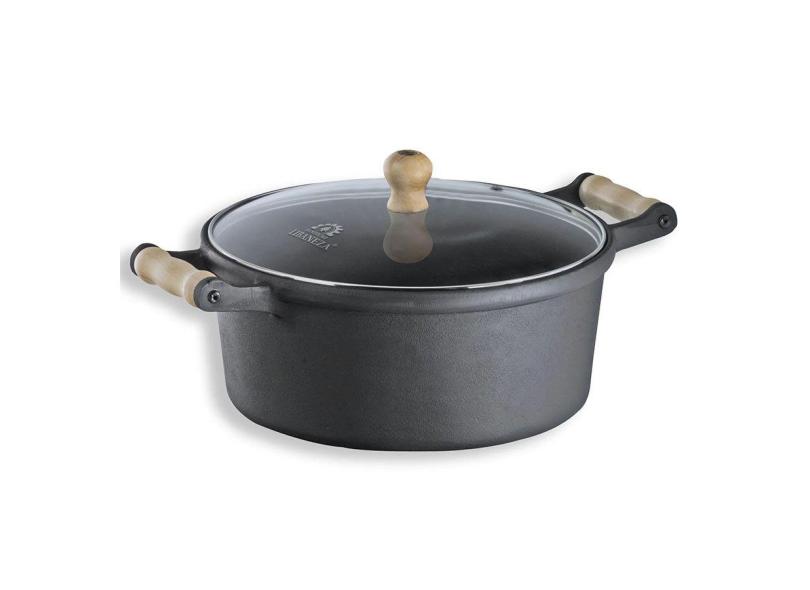 Caçarola Alça De Madeira Tampa De Vidro 8,0 Litro 30Cm