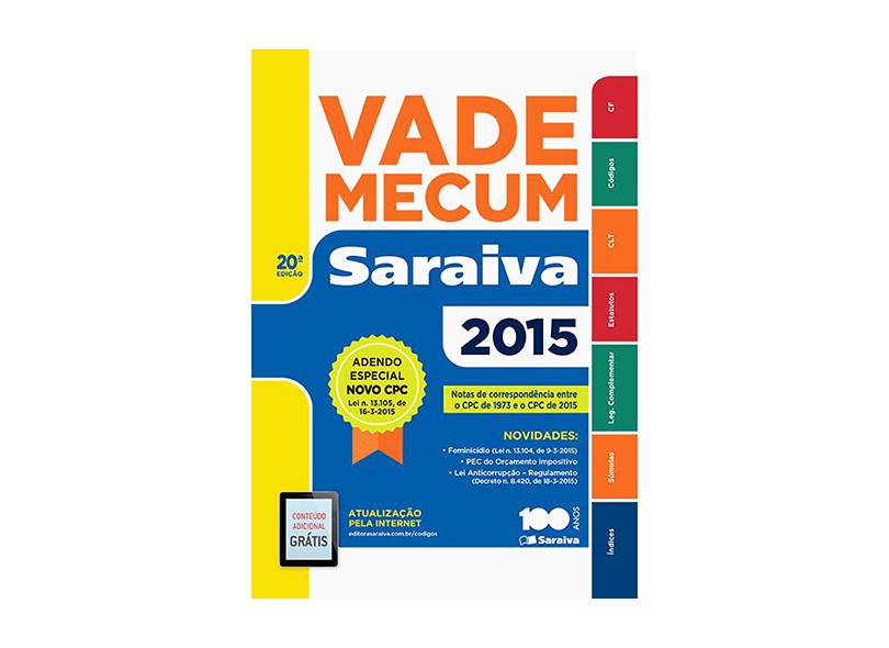 Vade Mecum Saraiva - 20ª Ed. 2015 - Editora Saraiva - 9788502625631