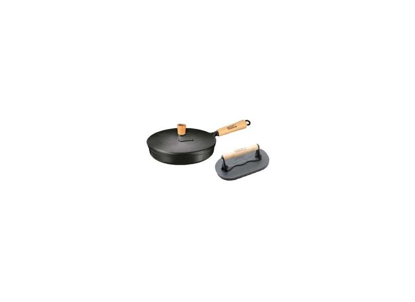 Jogo Frigideira Beira Alta 23 cm e Prensador Ferro Fundido
