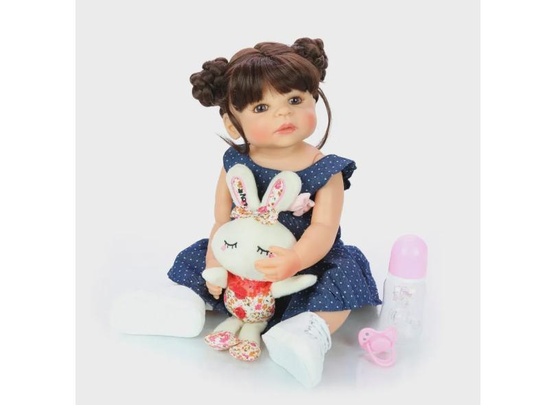 Brastoy bebe reborn boneca menina100 silicone olhos castanhos o