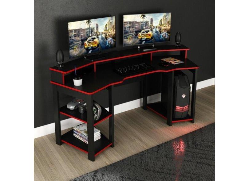 Mesa Gamer Me4167 Tecno Mobili Preto/vermelho