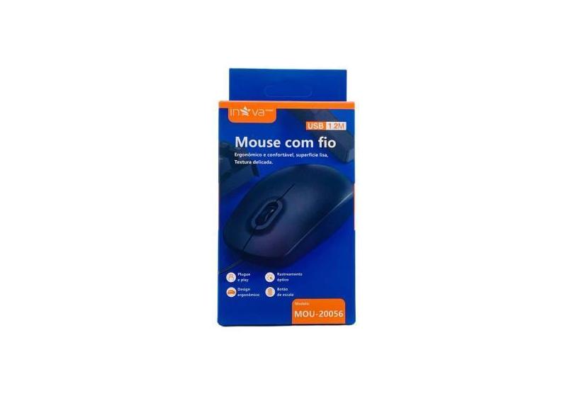 Mouse Inova Com Fio USB 1.2 Metros Preto
