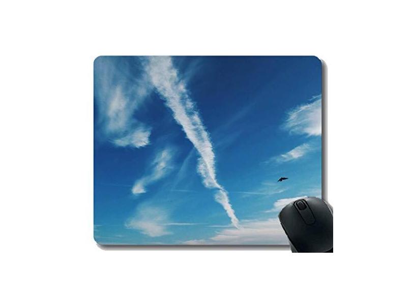 Mouse pad para jogos de borracha antiderrapante YENDOSTEEN, Mouse pad Cloud Kalundborg Bird Vsco Clouds Blue Sky Gaming com bordas costuradas