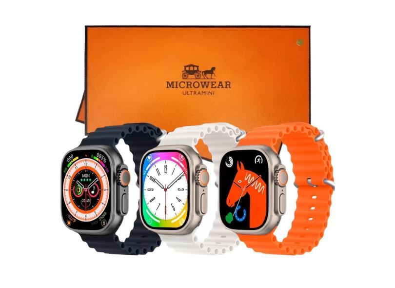 Relogio Inteligente W69 Mini Watch Ultra Tela 45mm Unissex C/Acessorios e Pulseiras Smartwatch-Unissex