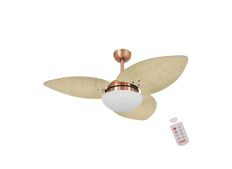 Ventilador De Teto Cobre 3 Pás Palmae Natural 127V
