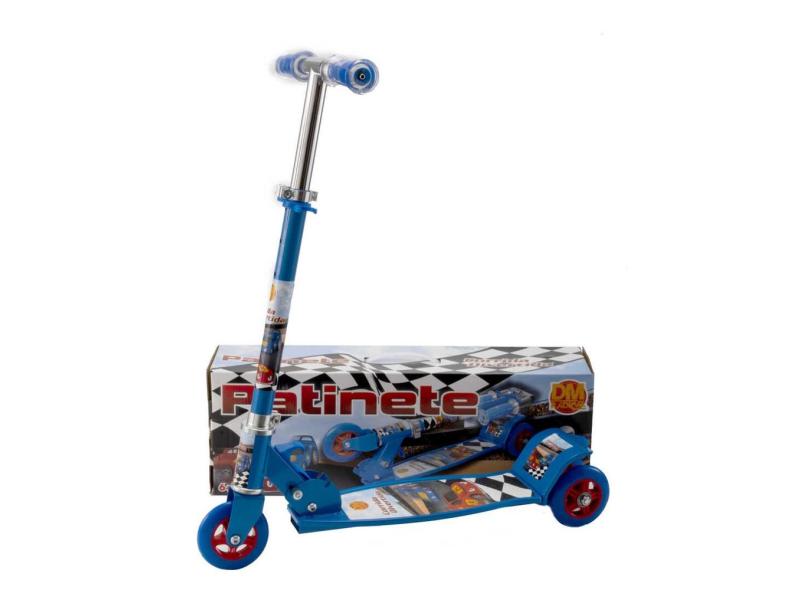 Patinete De Ferro Azul Menino Dobrável Guidão 360 Ajuste