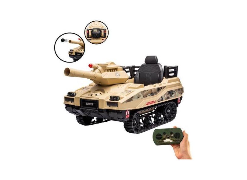 Mini Carro Elétrico Infantil Tanque Guerra 12V Controle Musica Brinqwa