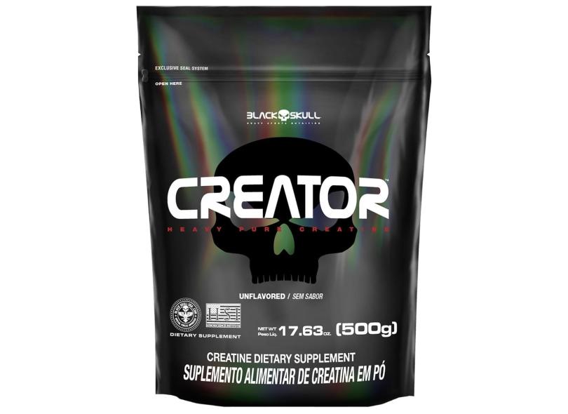 CREATOR - CREATINA MONOHIDRATADA - 500G - REFIL SEM SABOR Black Skull 