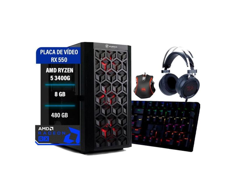 Pc Gamer Amd Ryzen 5 3400G 8Gb Ddr4, Ssd M2 480Gb, Rx 550