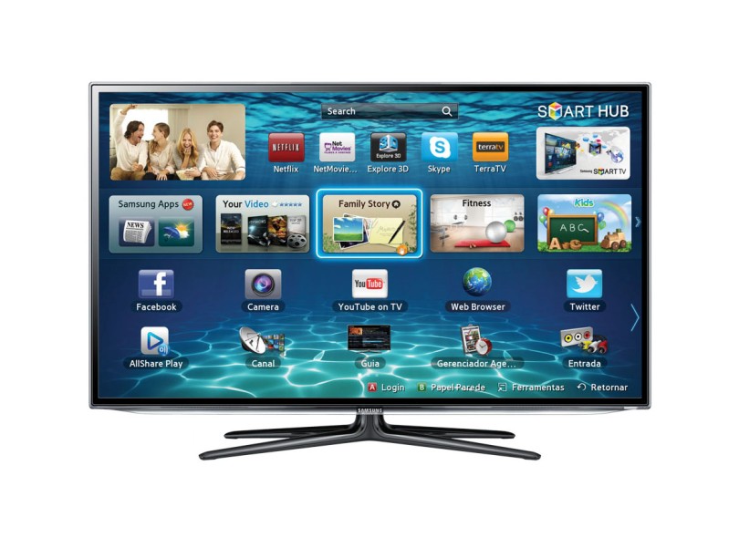 TV LED 46" Samsung Full HD 3 HDMI Conversor Digital Integrado UN46EH6100