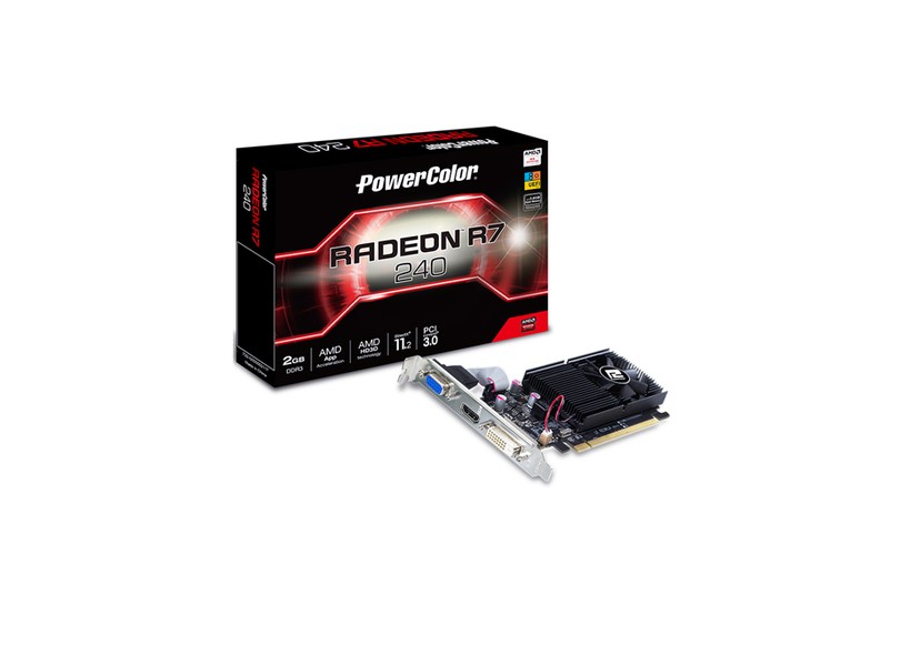 Placa de Video ATI Radeon R7 240 2 GB DDR3 64 Bits PowerColor AXR7 240 2GBK3-HLE
