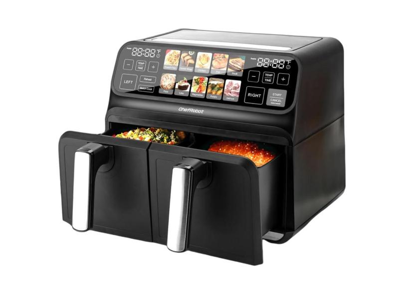 Air Fryer 7.5L Com Painel Digital, Cesto Duplo Antiaderente E 10 Receitas Incluídas, 110V 2200W, Chefrobot Gl-Af1707, Preta
