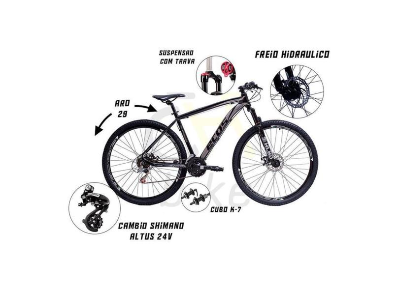 Bicicleta Aro 29 Ecos 24 Marchas, Rodas K7 8v, Cambio Shimano Altus, Freios Hidráulicos E Suspensão-Unissex