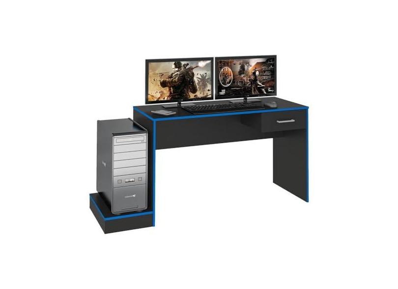 Mesa Gamer com 1 Gaveta e Suporte de Cpu Multimóveis Cr25205 Preta/azul