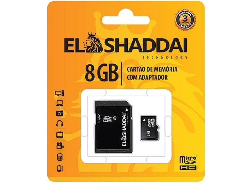 Cartão de Memória Micro SDHC com Adaptador El Shaddai 8 GB