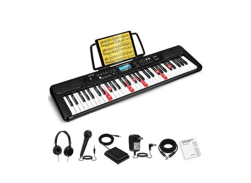 Teclado de piano EYTSE 61 teclas para iniciantes com LCD e teclas ilum