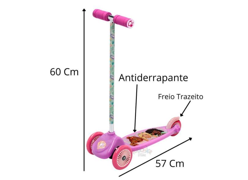 Patinete Skate Barbie 3 Rodas Infantil Alumínio F00549