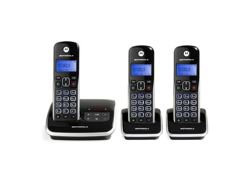 Telefone sem Fio Motorola com 2 Ramal Secretaria Eletrônica AURI3500SE-MRD3