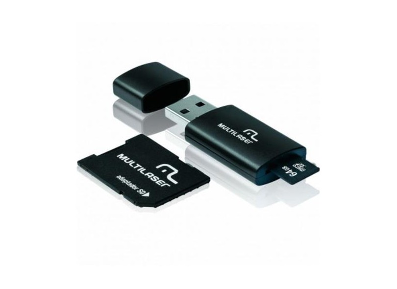 Cartão de Memória Micro SD com Adaptador Multilaser 64 GB Mc115
