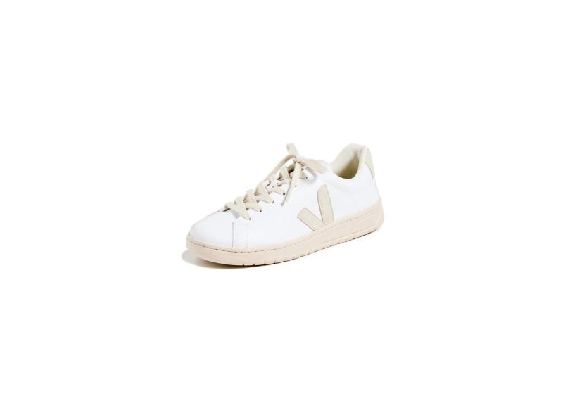 Tênis Veja Urca femininos em couro sintético branco/natural