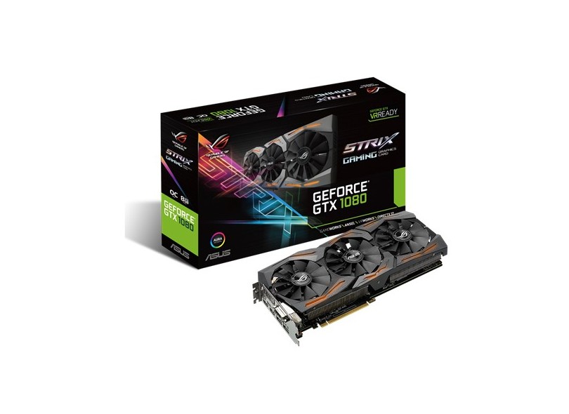 Placa de Video NVIDIA GeForce GTX 1080 8 GB GDDR5X 256 Bits Asus STRIX-GTX1080-8G-Gaming