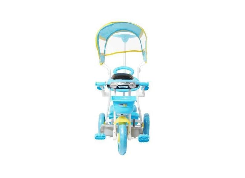 Triciclo Infantil Velotrol com Capota e Empurrador Motoca Velotrol