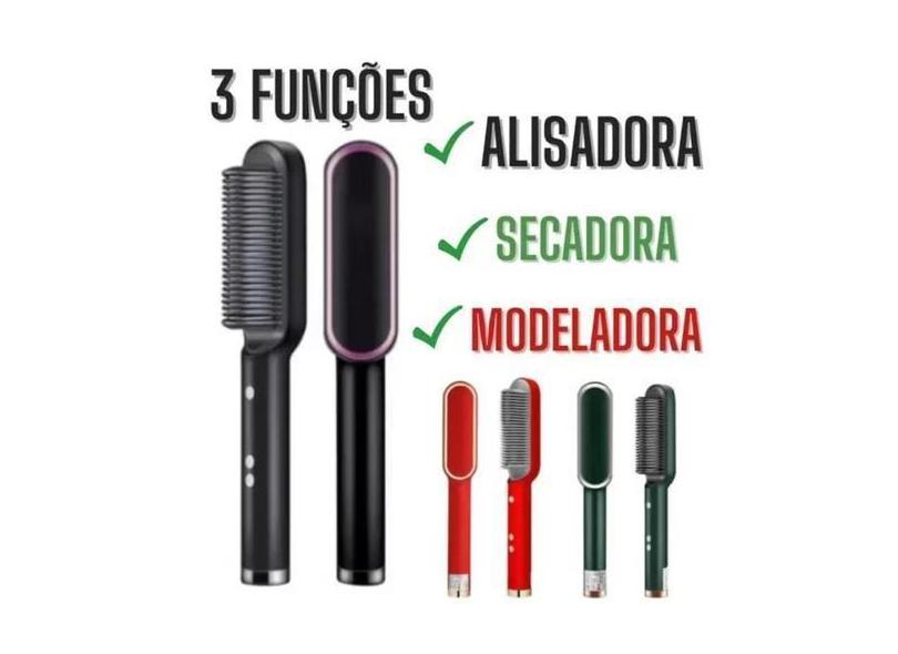 3 Em 1 Escova Pente Secadora Seca Modela Cabelo - Escova Bivolt