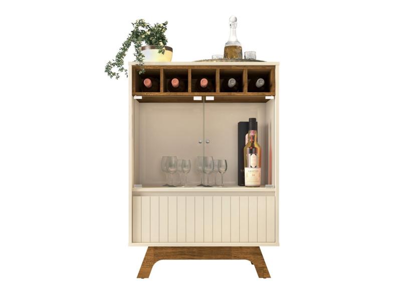 Cristaleira Milazzo Creme/Tronco Ripado Vintage Portas de Vidro Retrô ...