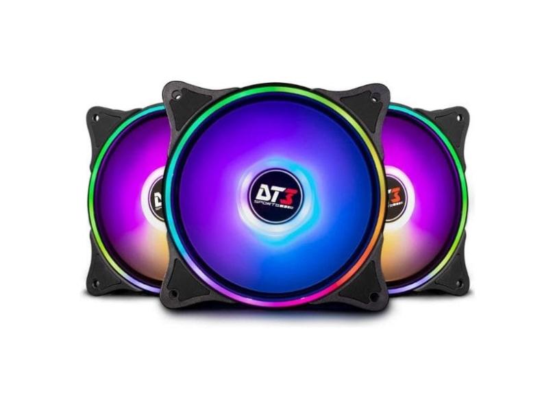 Kit Trio Fan Cooler Indepedente LED RGB 5V Double Ring DT3 Sports ZX120 ...