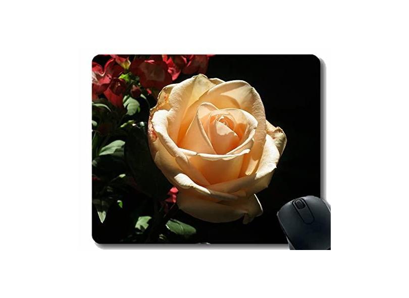 Mouse pad para jogos personalizado, mouse pad de vidro verde com rosas e flores