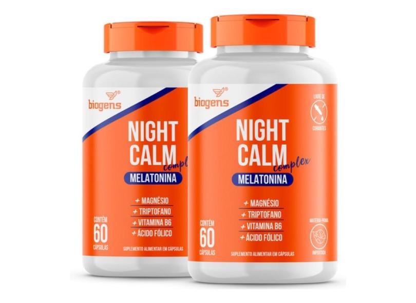 2X NIGHT CALM COMPLEX MELATONINA, TRIPTOFANO, 60CPS BIOGENS 
