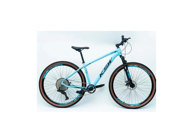 Bicicleta Aro 29 Bike Ksw Mtb 12v Marchas K7 11-50 Quadro em Alumínio 6061 (Azul Claro, 17)