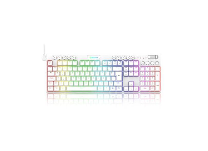 Teclado Mecânico Redragon Horus, c/Cabo 1,5m, USB, RGB, Switch Marrom, ABNT2, Branco- K619-RGB (PTBROWN)