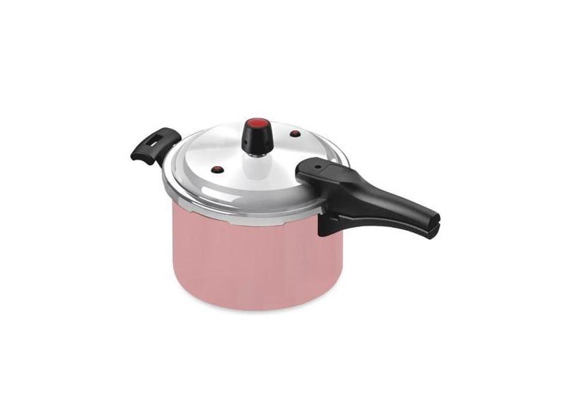 Panela De Pressão Fechamento Externo 5 Litros Rosa Alumínio Resistente