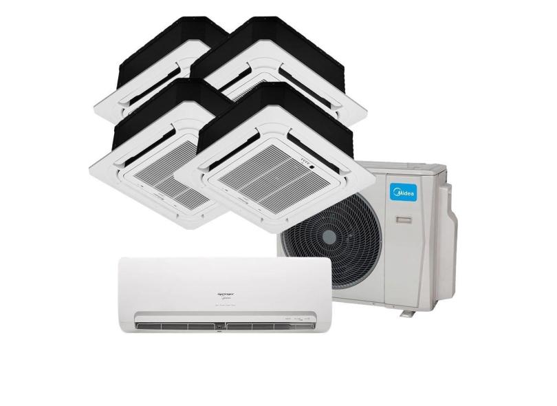 Ar Condicionado Multi Split Inverter Springer Midea 1x9000 e Cassete 4 Vias 2x9000 e 1x12000 e 1x18000 BTU/h Quente e Frio Mono 38MBPA42M5 - 220 Volts