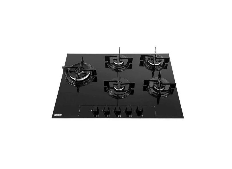 Cooktop Franke De Embutir Glass Vidro Preto A Gás 75cm Fhg 755 4G Ltc