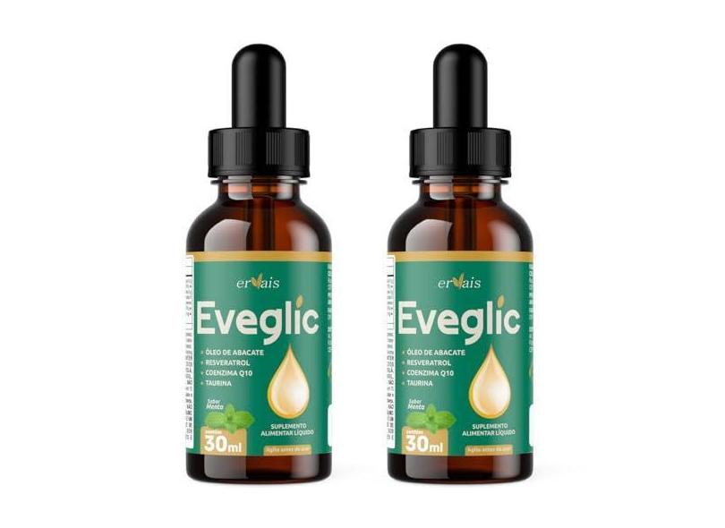 Eveglic - Óleo Abacate + Resveratrol + Coenzima Q10 + Taurina + Vitaminas e Minerais Gotas - 2 Frascos