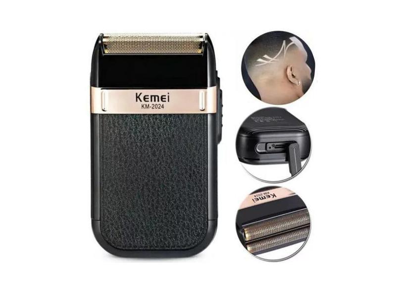 Preto Clássico: Barbeador Kemei KM-2024 Preto 100V/240V para um Visual