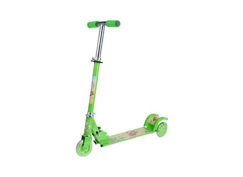 Patinete Infantil Freio Meninos Meninas 3 Rodas Led - Verde - Nza