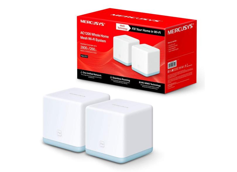 Roteador Wireless Mercusys Halo S12 AC1200 Mesh (Pack 2 Unidades)