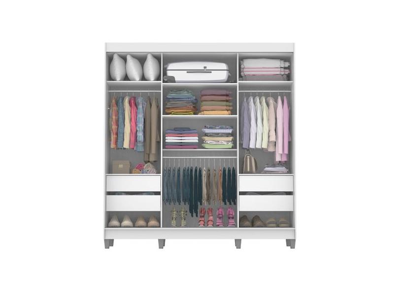 Guarda-Roupas Casal 3 Portas 4 Gavetas com Espelho Veneza com Pés Madesa