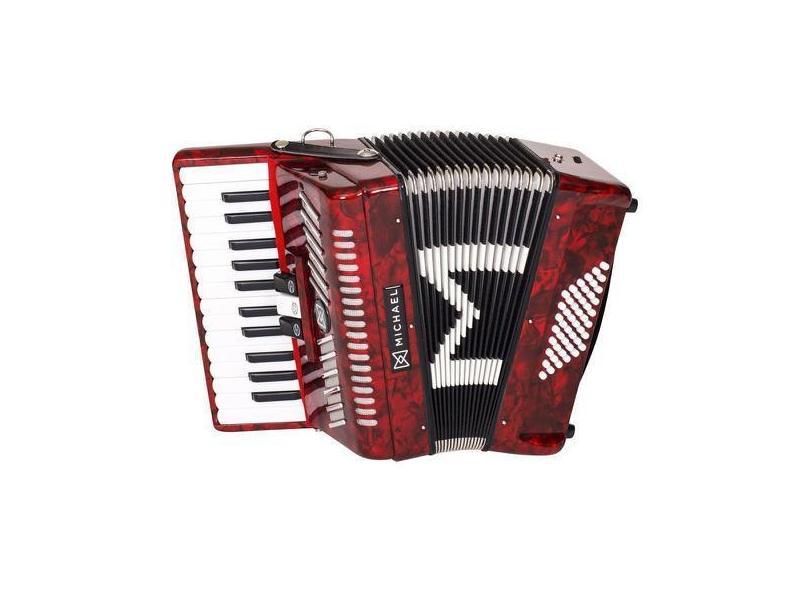 Acordeon 48 Baixos Michael Acm4803n Prd Vermelho Perola Case