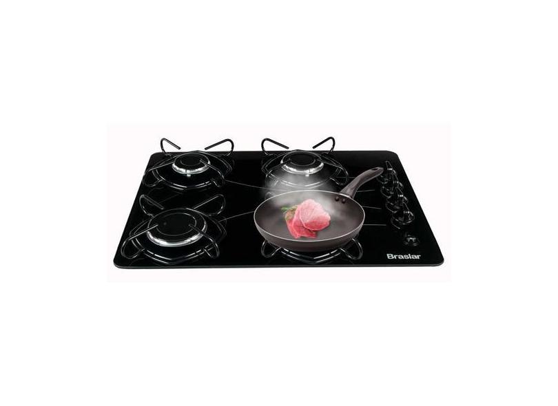 Fogão Mesa Cooktop Vidro 4 Bocas A Gás Bivolt 127v/220v - Braslar , Bi