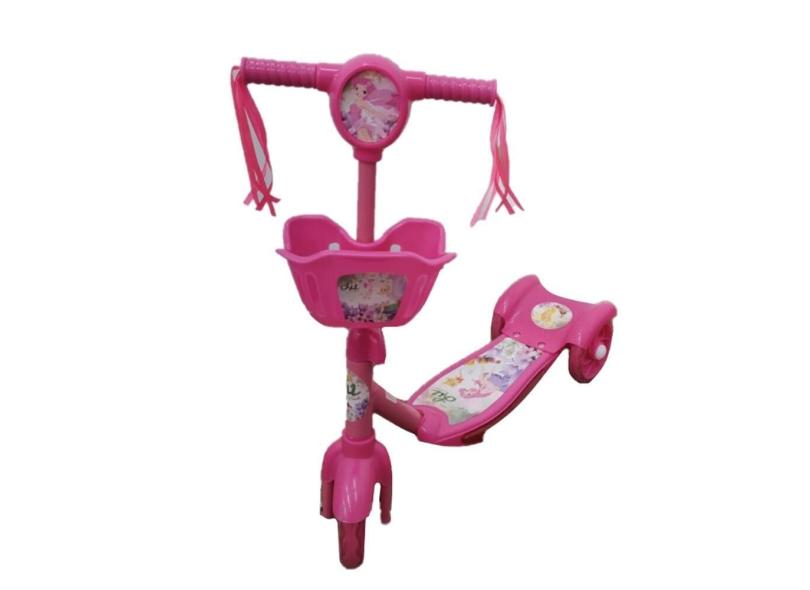 Patinete Infantil 3 Rodas com Led Rosa-Divertido